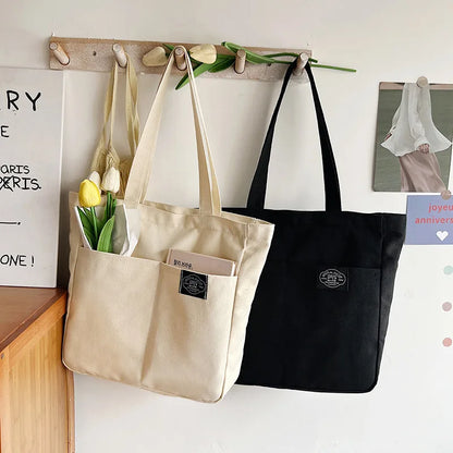 Large Canvas Tote Bag – Women's Soft Shoulder Bag for Students