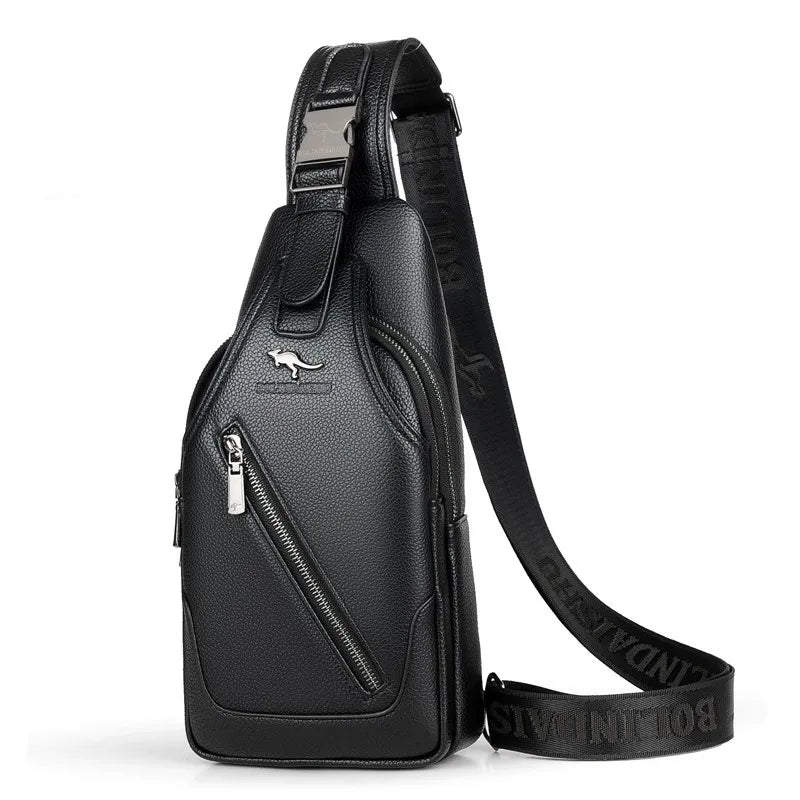 Men S Chest Bag Cowhide Cross-Body Casual Shoulder Leather Large Capacity Business Backpack