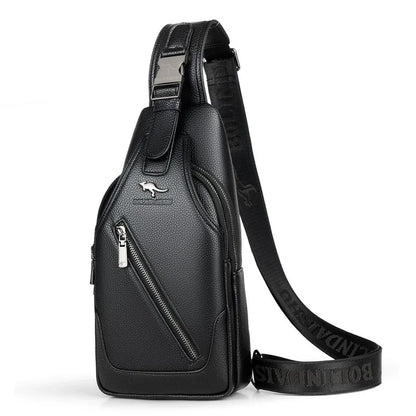 Men S Chest Bag Cowhide Cross-Body Casual Shoulder Leather Large Capacity Business Backpack