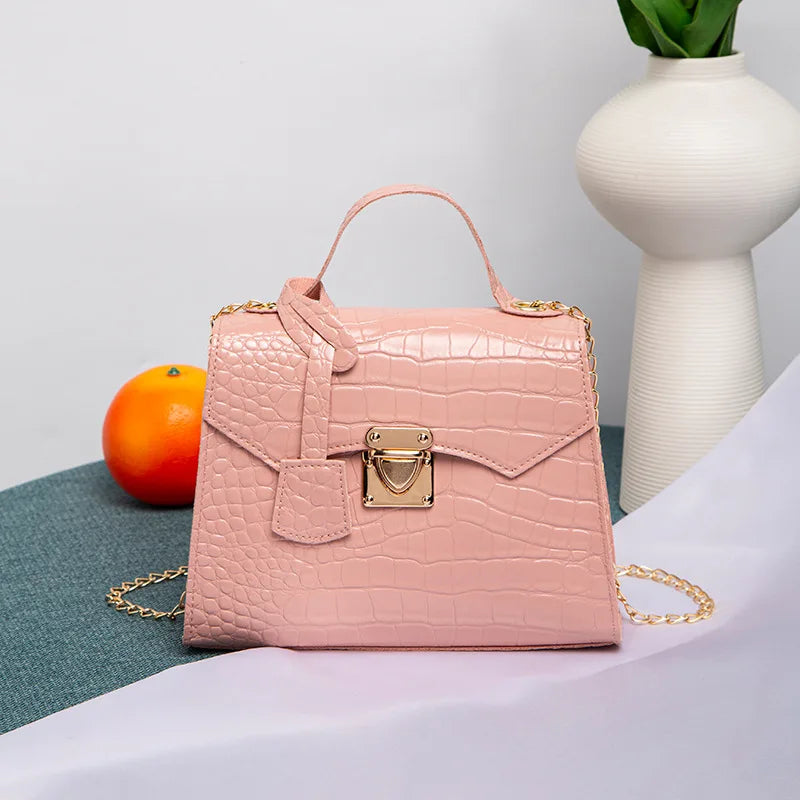 Crocodile Pattern Mini Tote Bag – Chain Crossbody Handbag