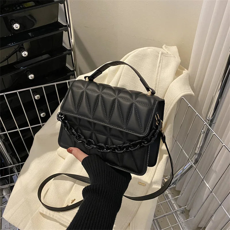 Quilted Crossbody Bag Women's Mini Handbag with Chain Strap