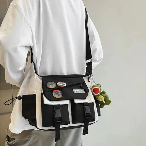 Waterproof Canvas Messenger Bag – Multi-Pocket Crossbody