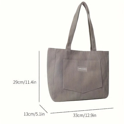 Corduroy Shoulder Tote Bag – Large Capacity Casual Handbag