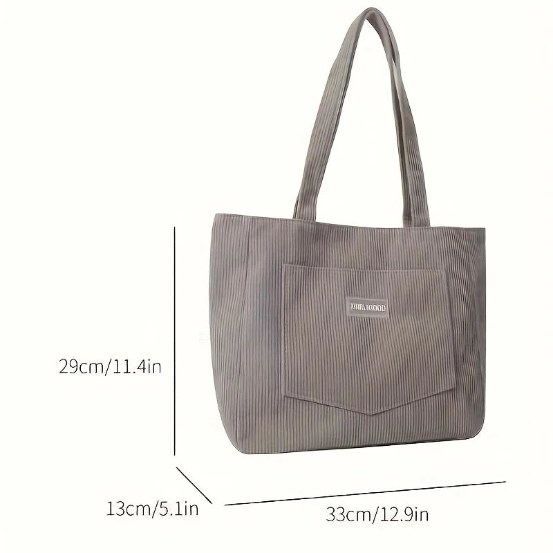 Corduroy Tote Bag for Women – Large Capacity, Machine Washable