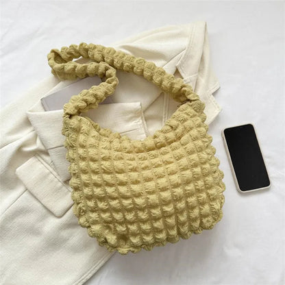 Quilted Pleated Shoulder Bag – Large Capacity Hobo Handbag