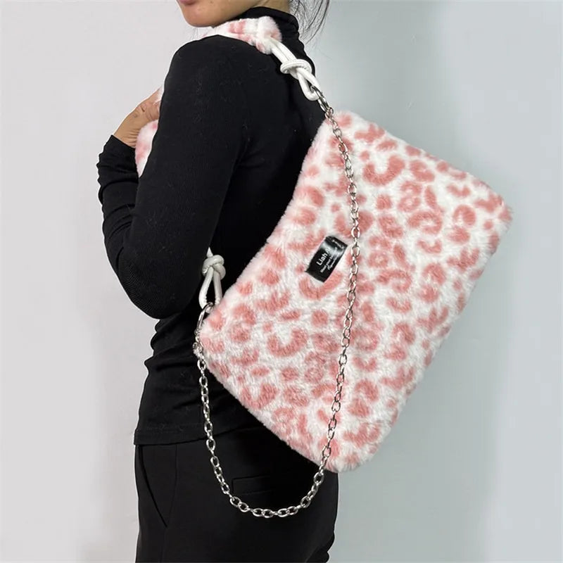 Plush Tote Bag – Women's Fuzzy Shoulder & Crossbody Handbag