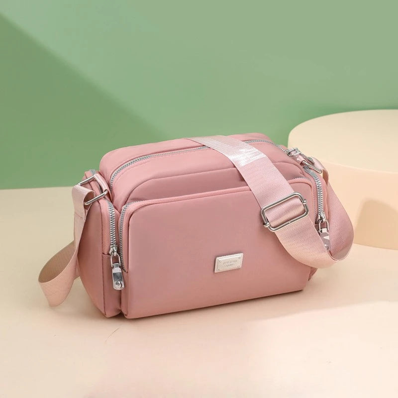 Large Capacity Nylon Crossbody Bag for Women – Wide Strap Shoulder Bag