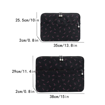 Professional Laptop Bag Pearl Accent Zipper 13 15 Inch Ruffled Texture Shock-Resistant Cover Work