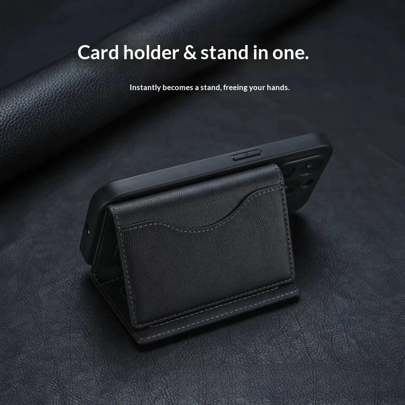 Homefish Pu Leather Magnetic Card Holder Wallet Multi-Card Storage Phone Back Pocket 6 1