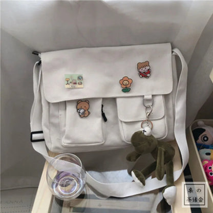Cute Canvas Messenger Bag for Women – Kawaii Printed Shoulder Satchel