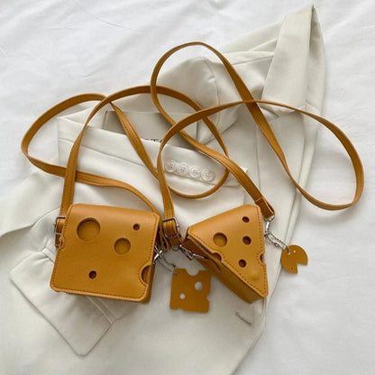 Cheese Crossbody Bag – Cute Novelty Shoulder Purse with Charm