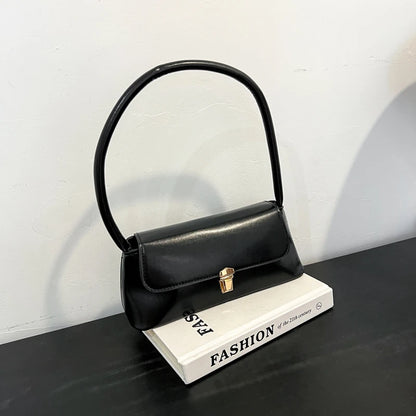 Vintage Glossy Shoulder Bag Leather Texture Gold Buckle Lightweight Large Capacity Pu Water