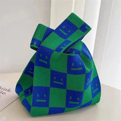Graphic Knit Wrist Bag Mini Tote for Women
