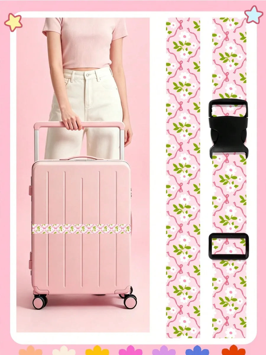 Cute Print Travel Luggage Belt Buckle Adjustable Luggage Strap Suitcase - Soft