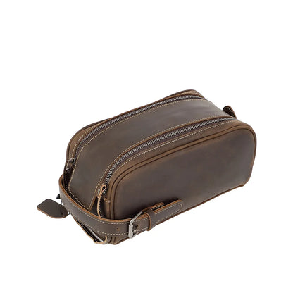 Genuine Leather Toiletries Hand-Held Top-Grain Cowhide Makeup Storage