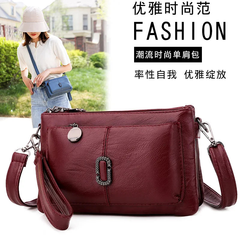 Simple Large-Capacity Shoulder Bag Women S Versatile Soft Leather Small Square Bag - Soft