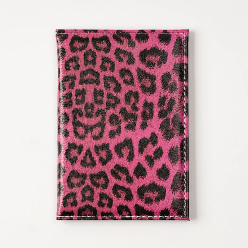Leopard Print Passport Protective Cover Travel Holder Wallet Gift Pu Leather Card Case Unisex