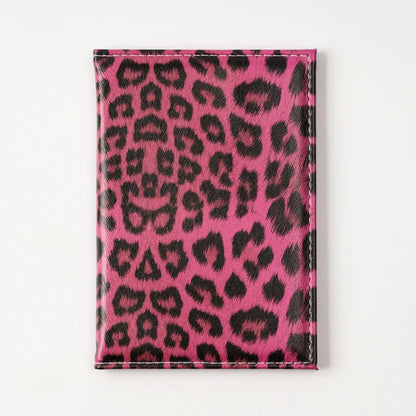 Leopard Print Passport Protective Cover Travel Holder Wallet Gift Pu Leather Card Case Unisex