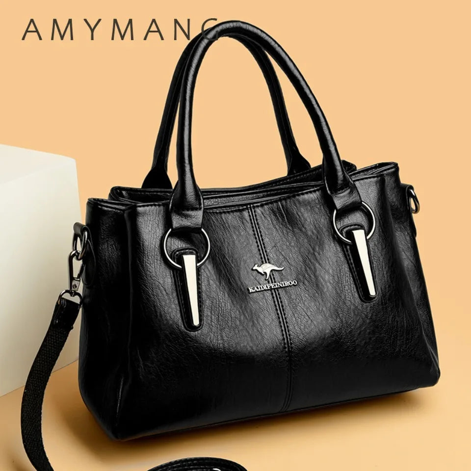 Genuine Leather Women's Handbag – Shoulder & Crossbody Tote