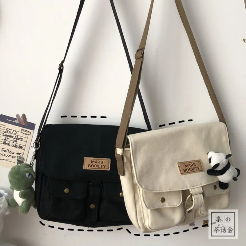Canvas Flip Cover Messenger Bag – Harajuku Crossbody