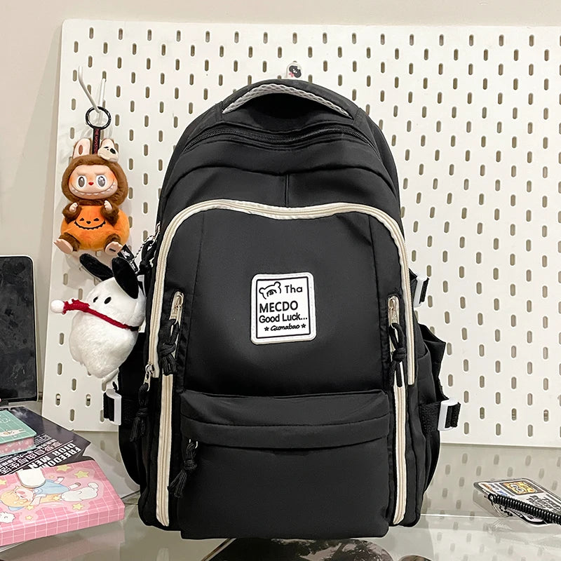 Fresh Versatile Color Blocked Student School Bags Lightweight Large Capacity Multi-Layer Storage