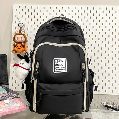 Fresh Versatile Color Blocked Student School Bags Lightweight Large Capacity Multi-Layer Storage