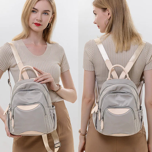 Oxford Cloth Backpack Women Large-Capacity Casual Travel Backpack Contrasting Colors