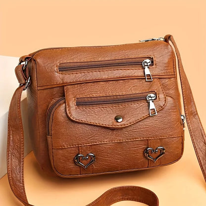 Men S Stylish Soft Leather Crossbody Bag Casual Shoulder Adjustable Strap - Soft