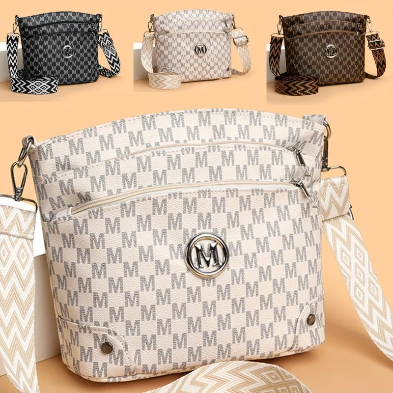 Monogram Crossbody Bag for Women – Multi-Pocket Shoulder Bag