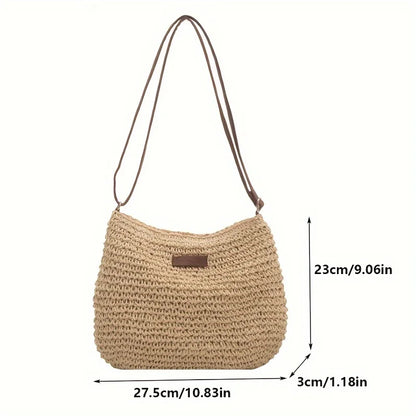 Rattan Straw Crossbody Bag – Women's Woven Beach Shoulder Bag