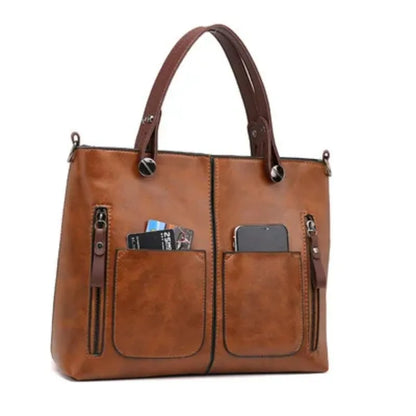 Large Capacity Tote Bag European American Retro Leather Women S Handbag