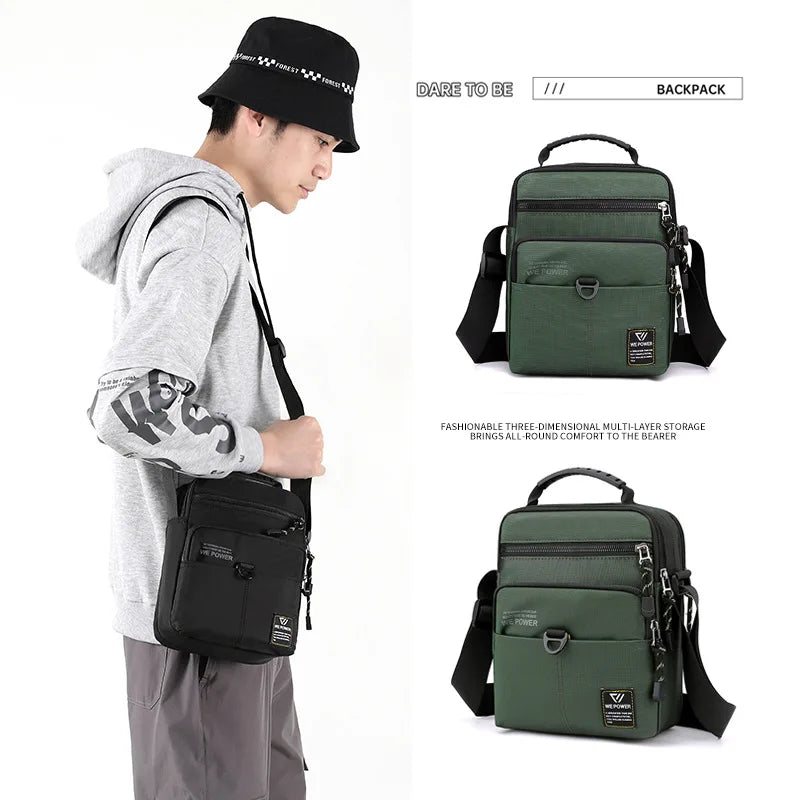 Men S Shoulder Bag Casual Crossbody Waterproof Nylon Large Capacity Outdoor Messenger - Waterproof