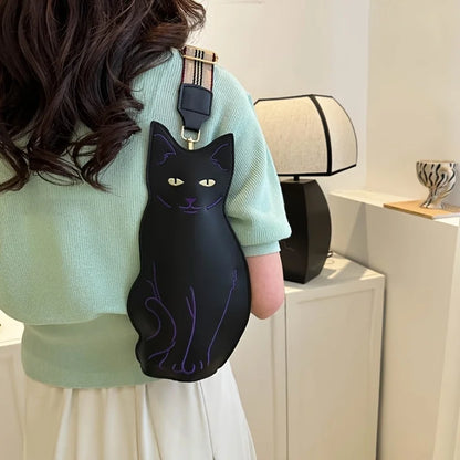 Black Cat Crossbody Bag – Novelty PU Leather Women's Purse