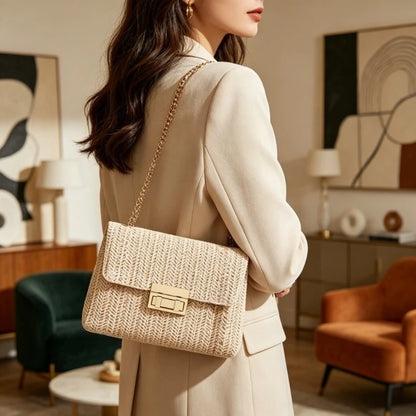 Multi-Functional Crossbody Bag Women S Elegant Woven Straw Shoulder Bags Casual Wallets Minimalist