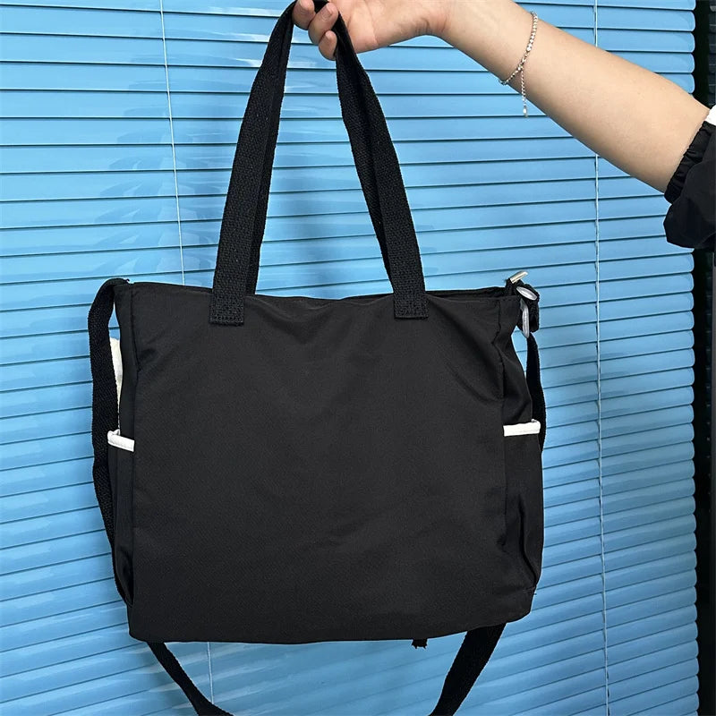 Cute Campus Tote Bag for Teen Girls – Crossbody Shoulder Bag with Badge Pendants