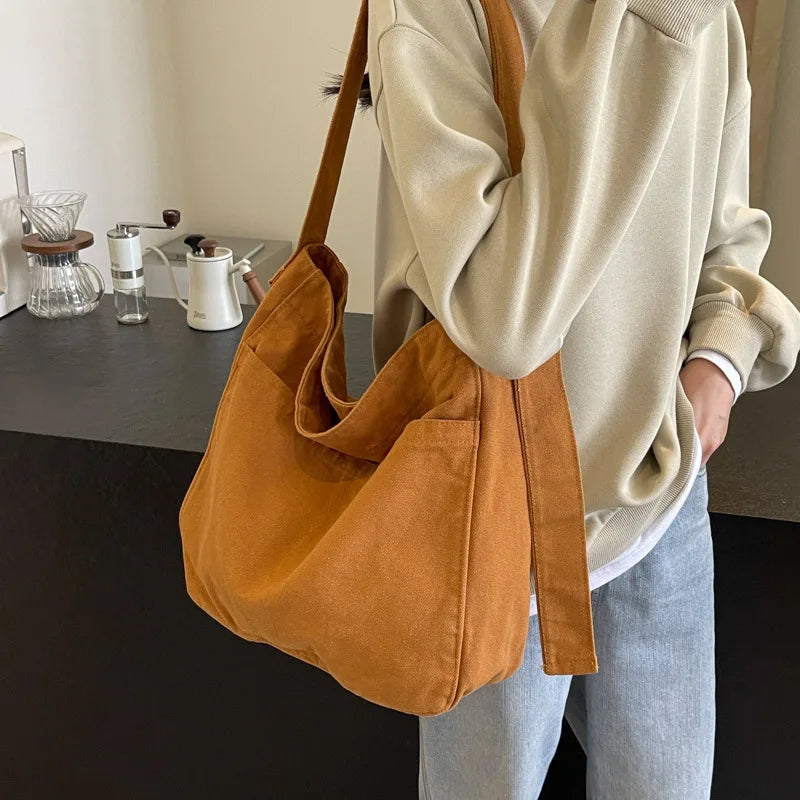 Canvas Crossbody Hobo Bag – Large Capacity Casual Shoulder Bag