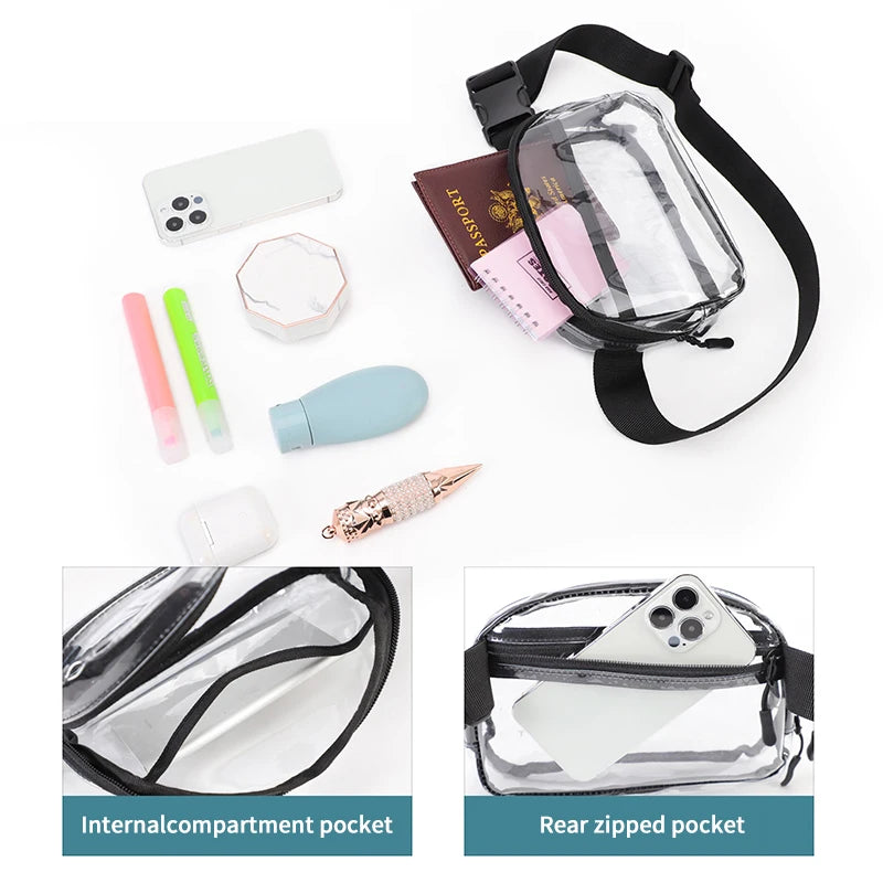 Tinyat Clear Pvc Transparent Waist Bag Men Women Stadium Approved Security Friendly Fanny Pack