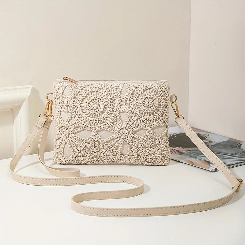Crochet Crossbody Bag – Mini Hollow Weave Wrist & Shoulder Purse