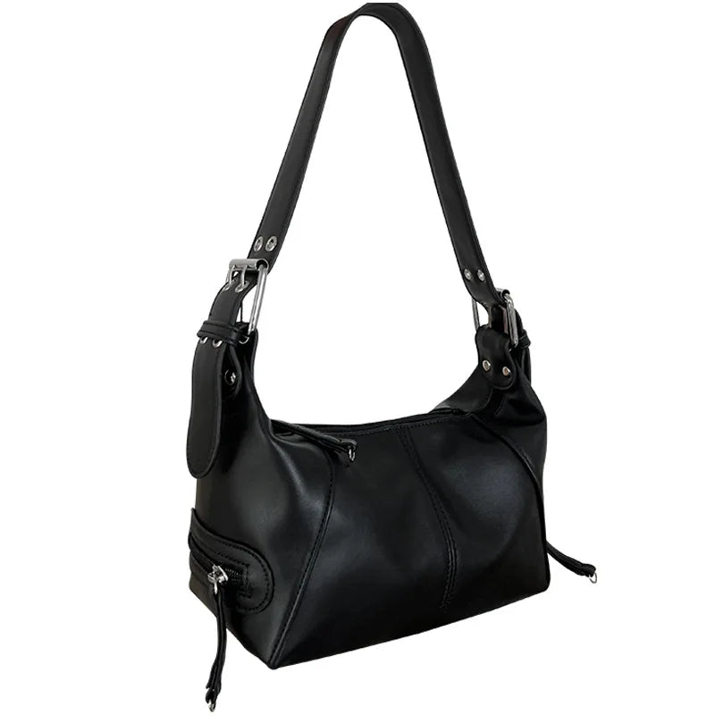 Leather Zipper Retro Shoulder Carry Underarm Diagonal Span Large Capacity Bag