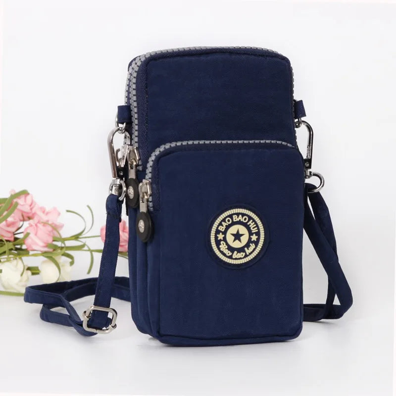 Multi Pattern Printed Crossbody Phone Bag Lightweight Nylon Purse Adjustable Strap Mini Shoulder