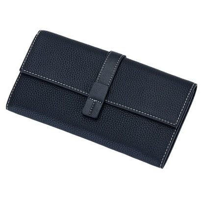 Color Contrast Long Purse Women Large Capacity Passport Position Mobile Phone Holding Bag Leather