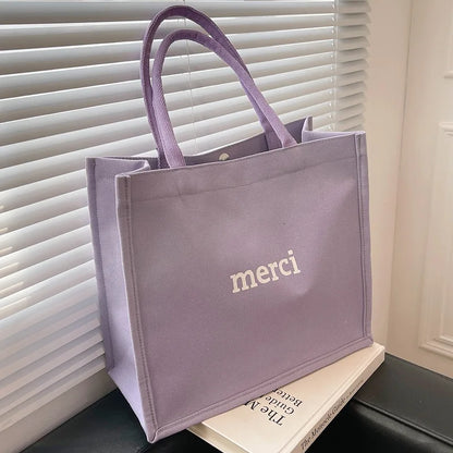 Large Canvas Tote Bag with Double Thick Handles for Women