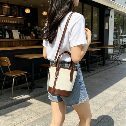 Canvas Leather Crossbody Bag – Vintage Handbag for Women