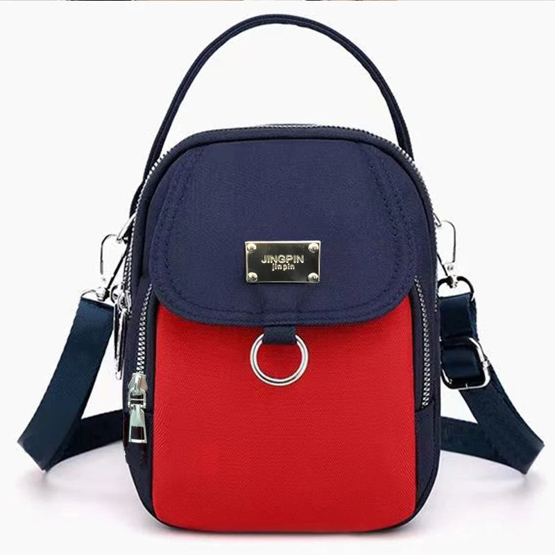 Solid Tone Lightweight Nylon Bag Detachable Wide Shoulder Strap