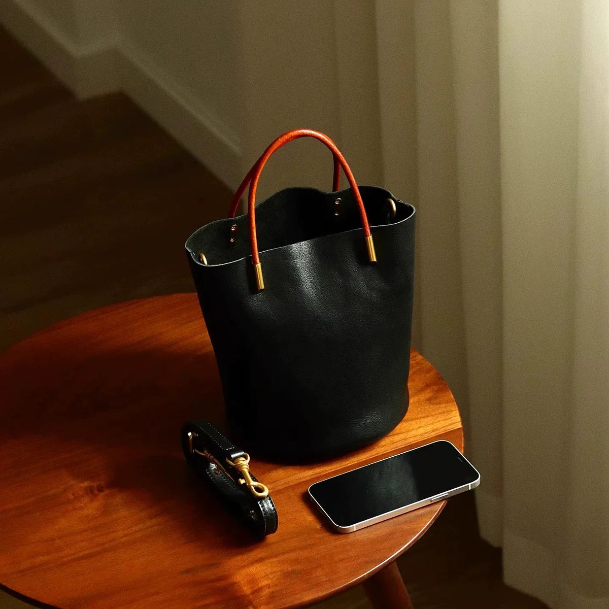Pashewar Japanese Style Green Leather Bucket Bag Women S Summer Handbag Texture Cowhide Single