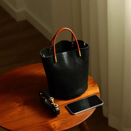 Pashewar Japanese Style Green Leather Bucket Bag Women S Summer Handbag Texture Cowhide Single