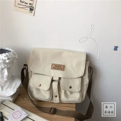 Simple Messenger Bag Women Postman Diagonal Crossbody Lady Student Canvas Schoolbag Version Ladies