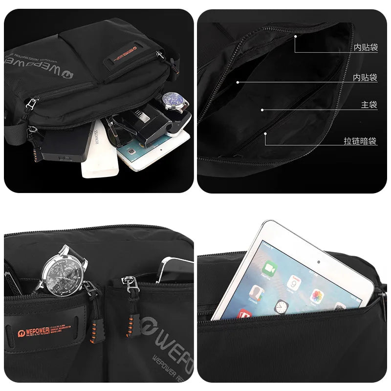 Casual Men S One Shoulder Sling Large Capacity Canvas Waterproof Bag - Waterproof