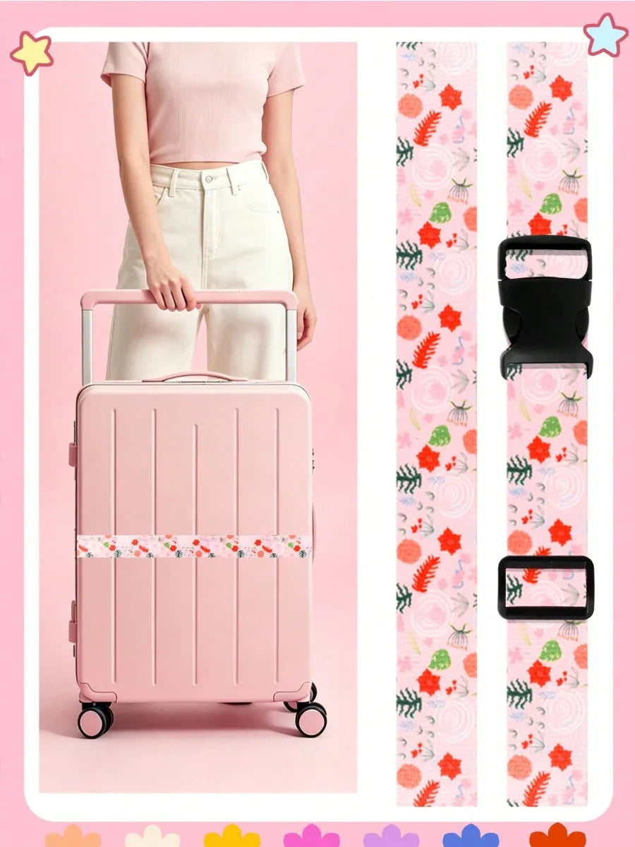 Cute Print Travel Luggage Belt Buckle Adjustable Luggage Strap Suitcase - Soft