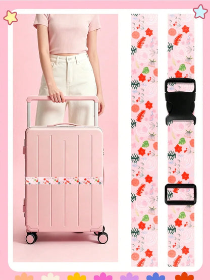 Cute Print Travel Luggage Belt Buckle Adjustable Luggage Strap Suitcase - Soft